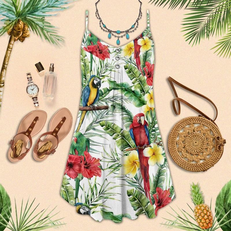 Parrot Summer Vibes Limited 5 – Women's Summer Sleeveless V-Neck Camisole Dress