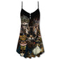 Steampunk Cat Machine Lover – Women's Summer Sleeveless V-Neck Camisole Dress