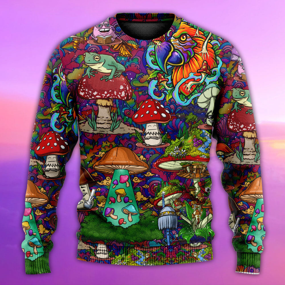 Hippie Mushroom Peace Lover Art – Sweater - Ugly Christmas Sweater