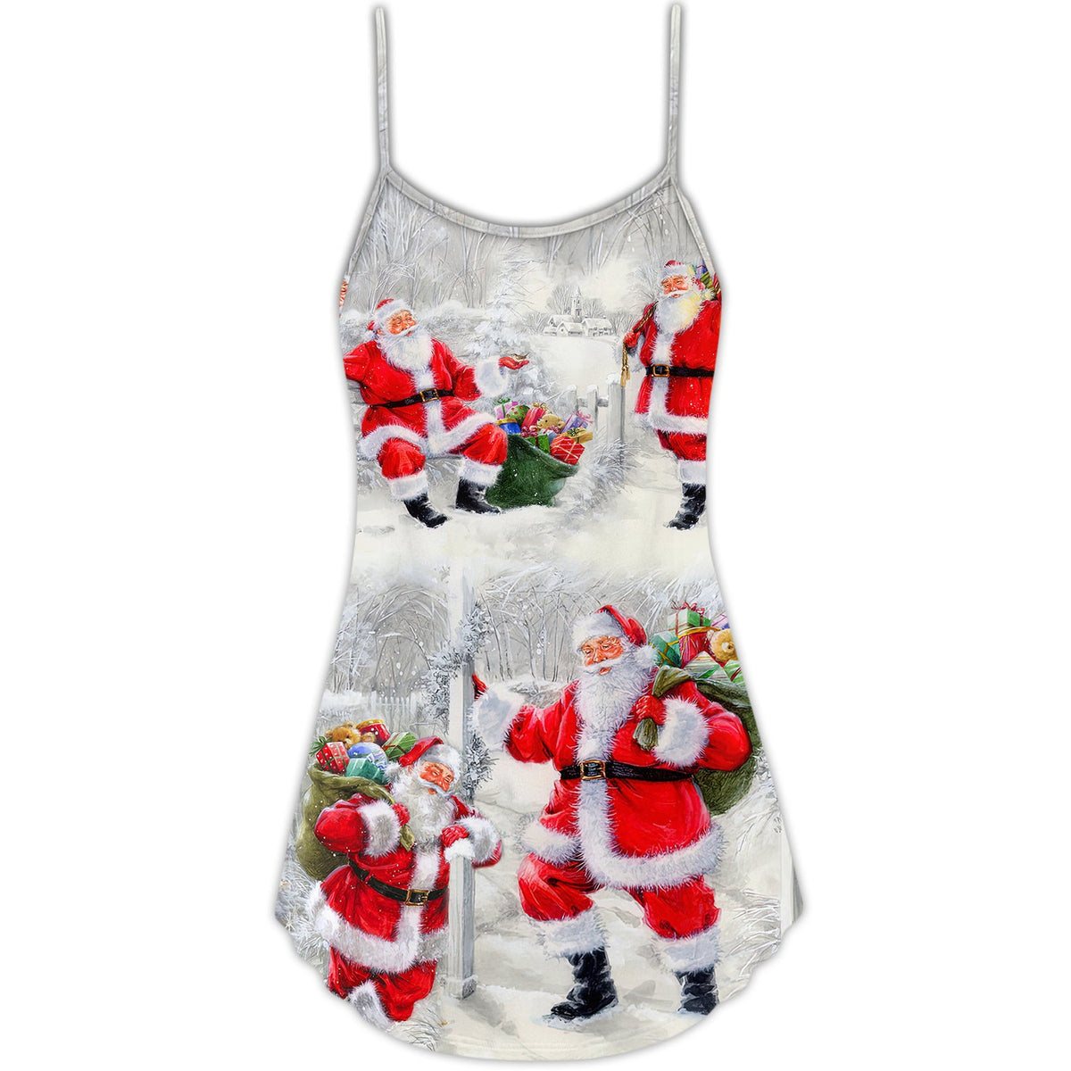 Santa Always With You – Women's Summer Sleeveless V-Neck Camisole Dress