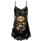 Skull Flowers From Darkness – Women's Summer Sleeveless V-Neck Camisole Dress