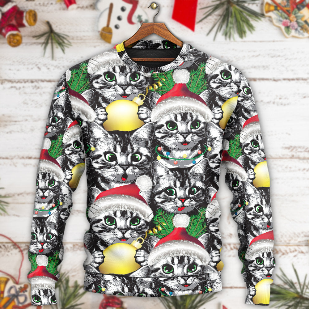 Christmas Meowy Xmas Cat Lover – Sweater - Ugly Christmas Sweater