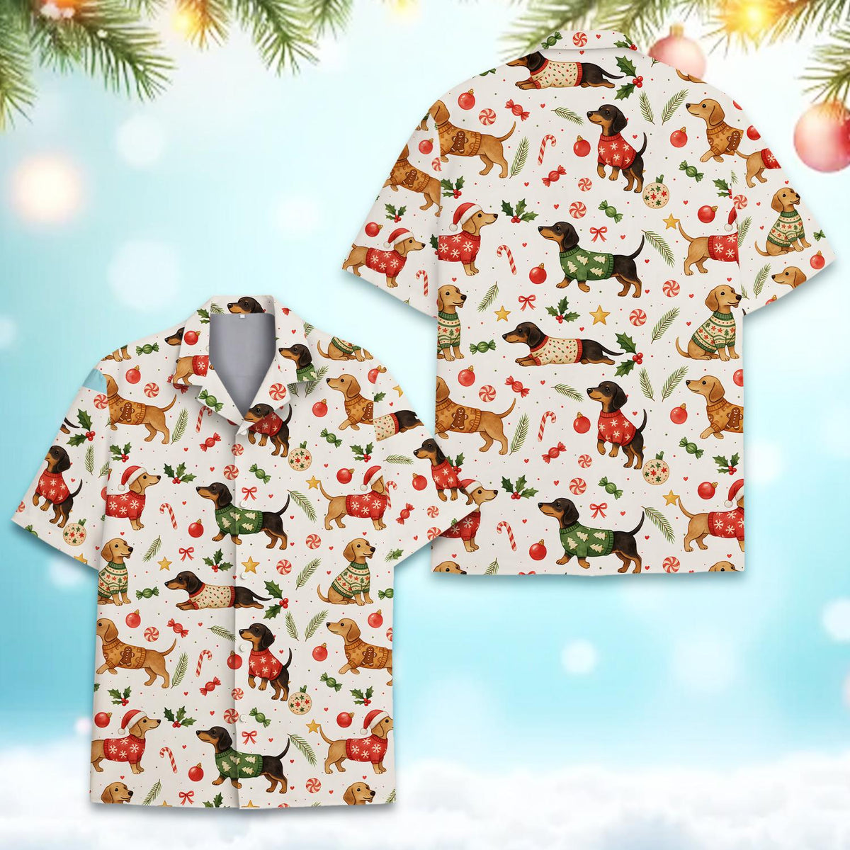 Christmas Dachshund Cute Wiener Dog Festive Holiday – Hawaiian Shirt