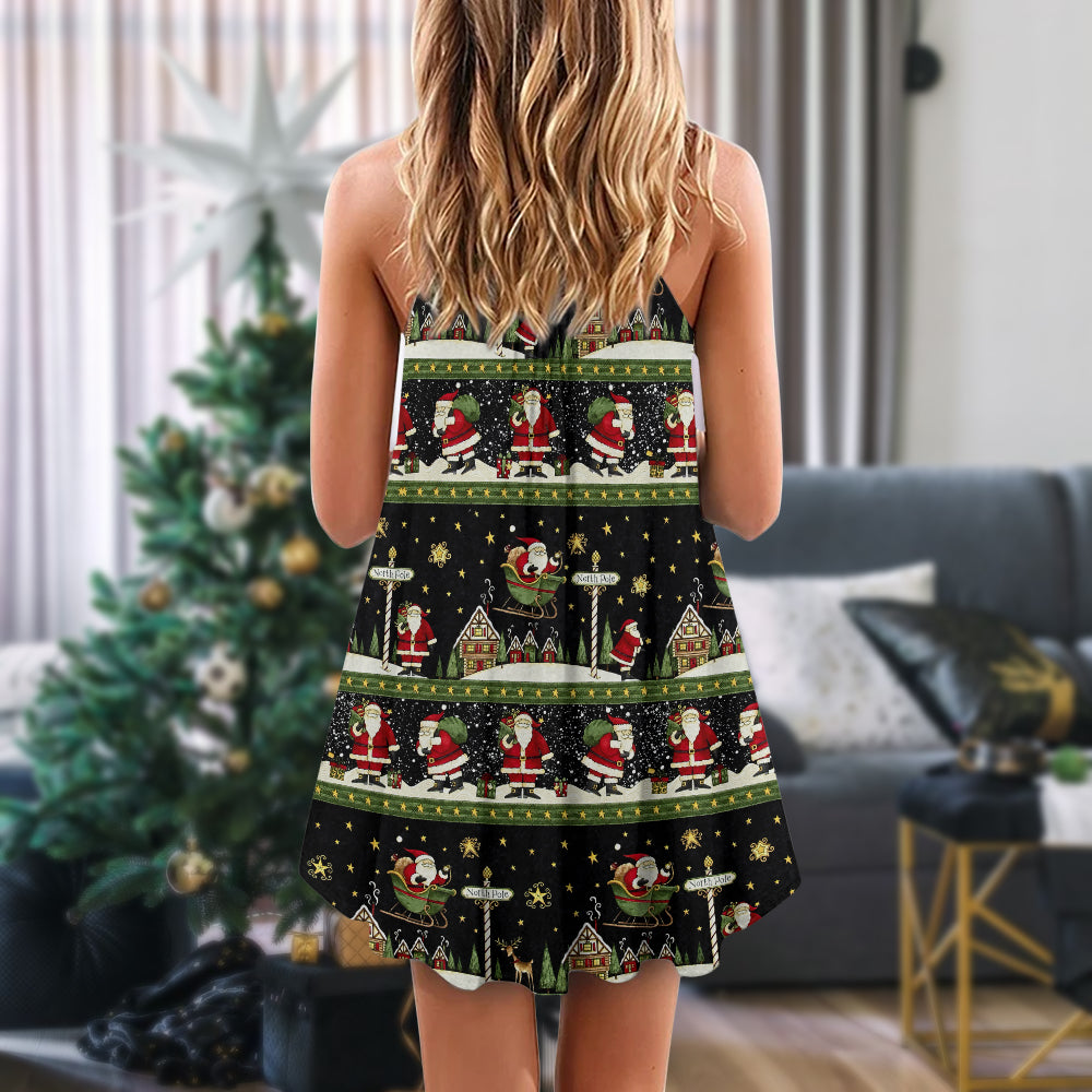 Christmas Santa Big Night – Women's Summer Sleeveless V-Neck Camisole Dress