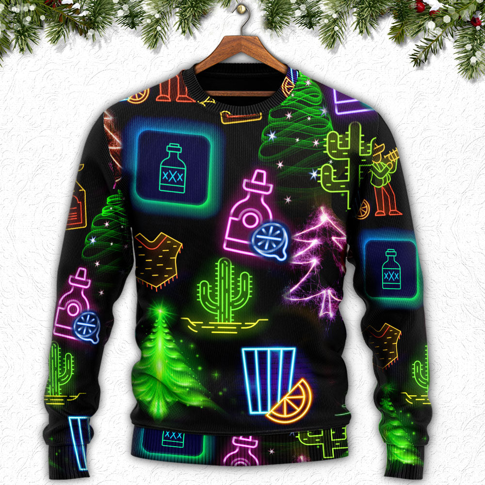 Christmas Neon Drink Art Style – Sweater - Ugly Christmas Sweater