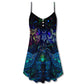 Owl And Witch Colorful Darkness – Women's Summer Sleeveless V-Neck Camisole Dress