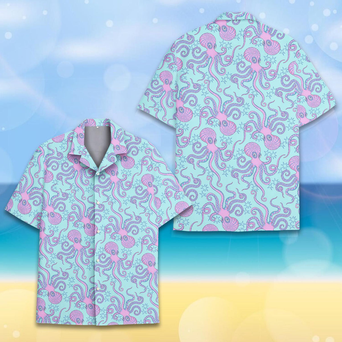 Pink Octopus Nautilus Pastel Ocean Sea Life – Hawaiian Shirt