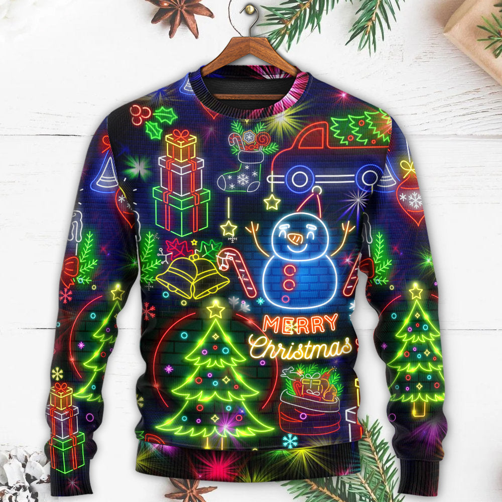 Christmas Bright Neon Lighting Art – Sweater - Ugly Christmas Sweater