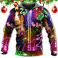 Christmas Guitar Tree Happy Glow Light Art – 3D Hoodie