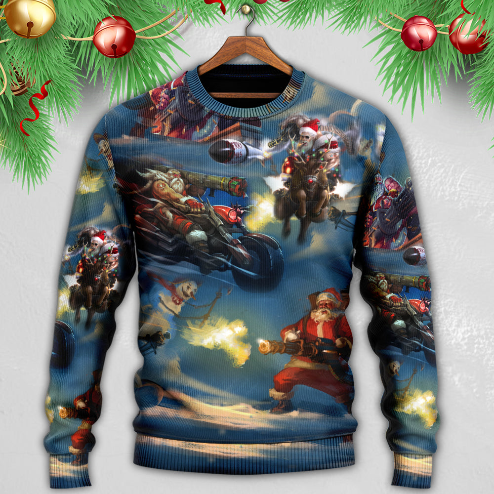 Christmas Santa Action Adventure Style – Sweater - Ugly Christmas Sweater