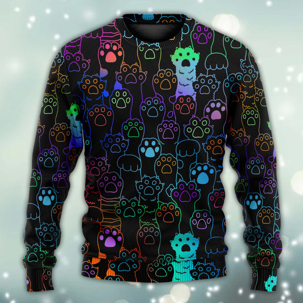 Cute Cat Little Paw Art Style – Sweater - Ugly Christmas Sweater