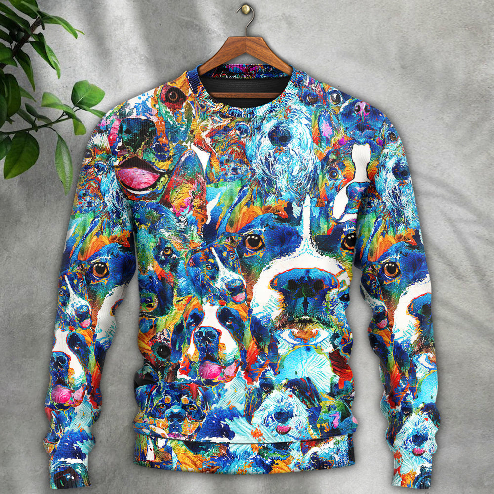 Dog Lover Delight Art Style – Sweater - Ugly Christmas Sweater