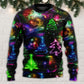 Christmas Neon Tree And Snowman Art – Sweater - Ugly Christmas Sweater