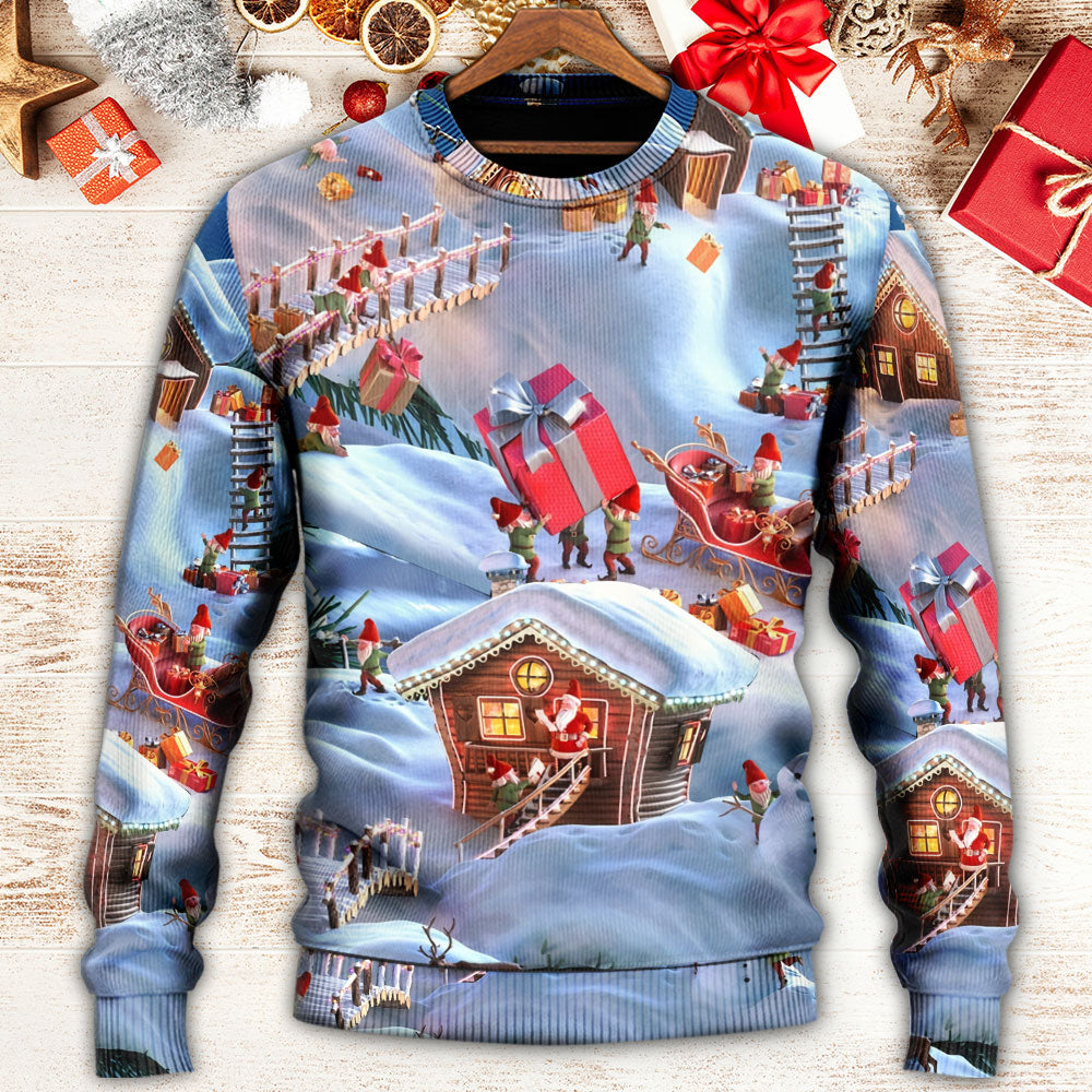 Christmas Santa And Gnome Merry Xmas – Sweater - Ugly Christmas Sweater