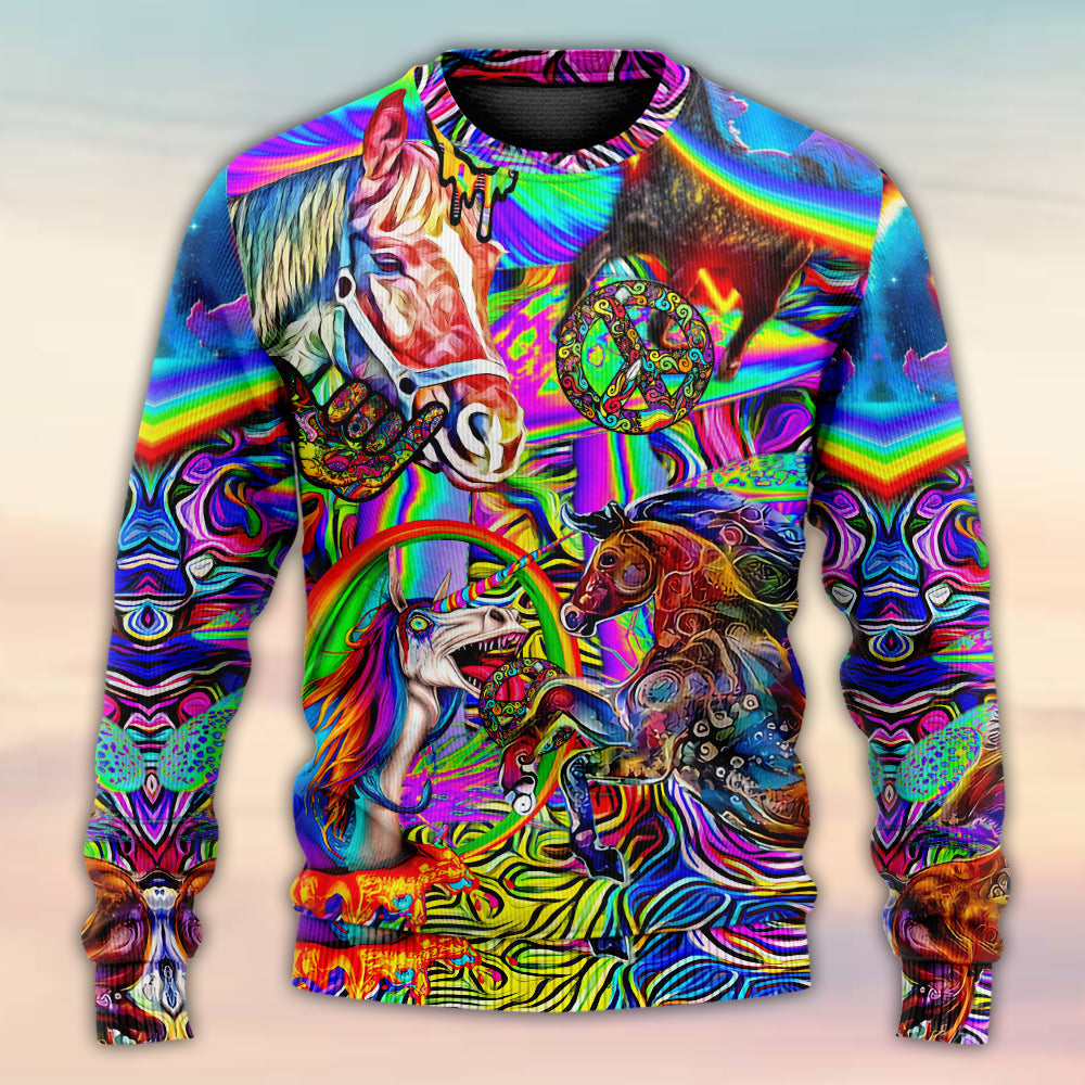Hippie Horse Free Spirit Run Art – Sweater - Ugly Christmas Sweater