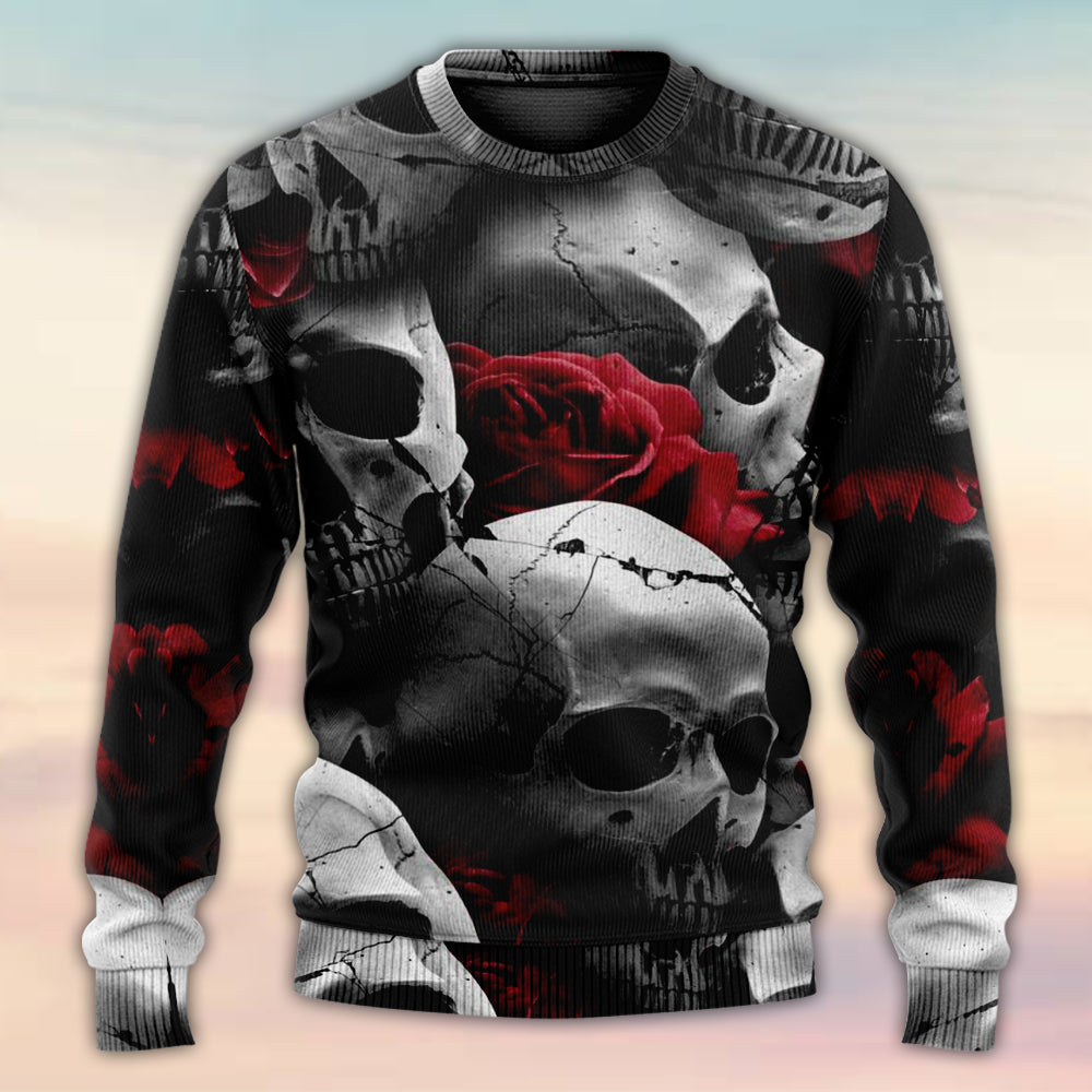 Skull Love Rose Fantasy Art – Sweater - Ugly Christmas Sweater