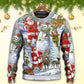 Christmas Santa Snowman Elf Happy Art – Sweater - Ugly Christmas Sweater