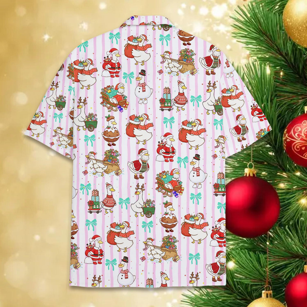 Santa Duck Goose Snowflake Christmas Holiday – Hawaiian Shirt