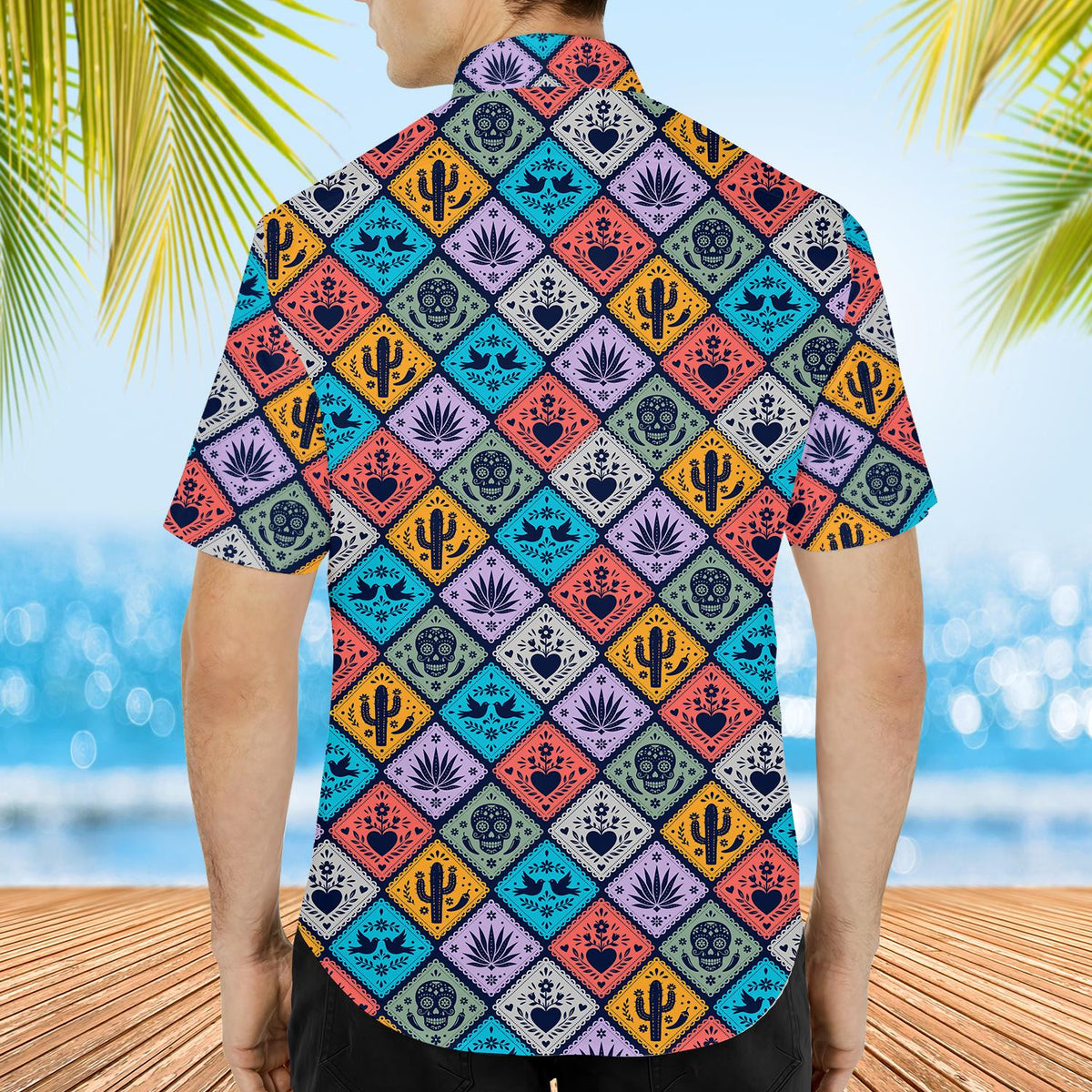 Cactus Skull Folk Art Agave Hearts Birds Fiesta – Hawaiian Shirt