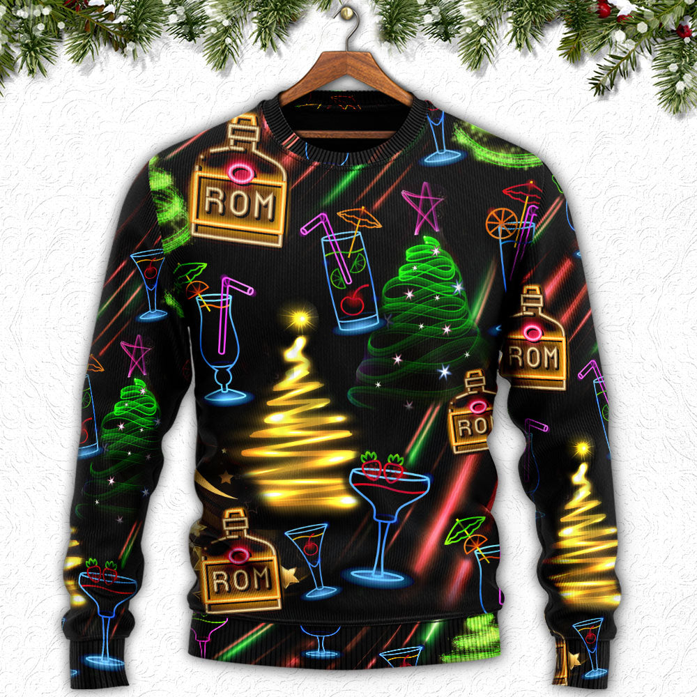 Christmas Rum Neon Art Style – Sweater - Ugly Christmas Sweater