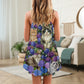 Lovely Cat Purple Flowers – Women's Summer Sleeveless V-Neck Camisole Dress