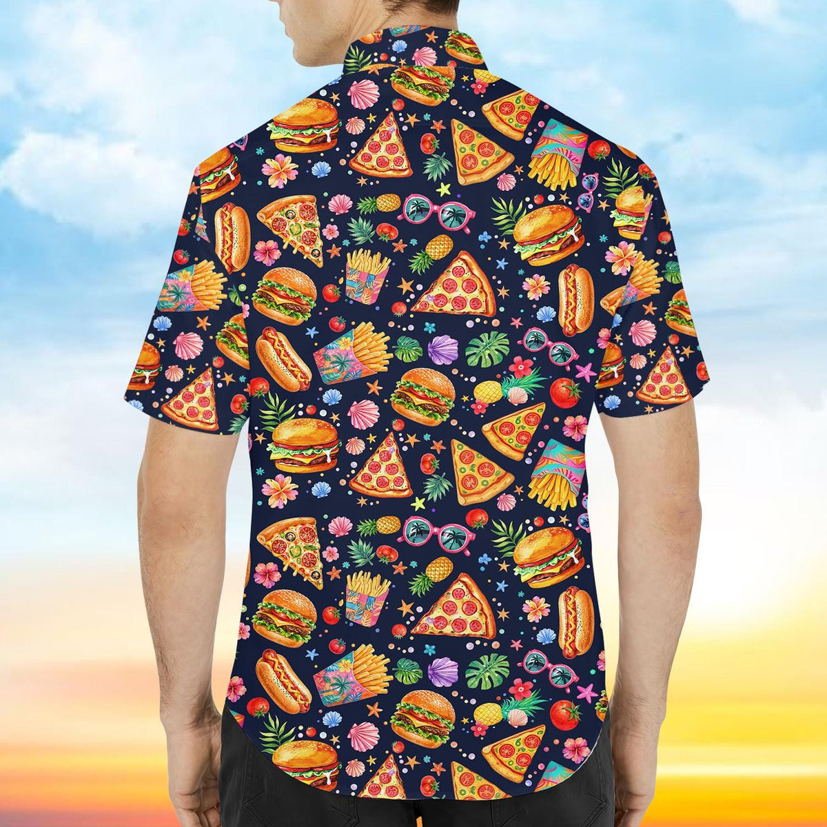 Fast Food Burger Pizza Fries Hot Dog Tropical – Hawaiian Shirt