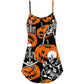 Halloween Skeleton Pumpkin Night – Women's Summer Sleeveless V-Neck Camisole Dress
