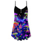 Hippie Mushroom Galaxy Colorful – Women's Summer Sleeveless V-Neck Camisole Dress