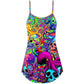 Hippie Skull Octopus Colorful Tie Dye – Women's Summer Sleeveless V-Neck Camisole Dress