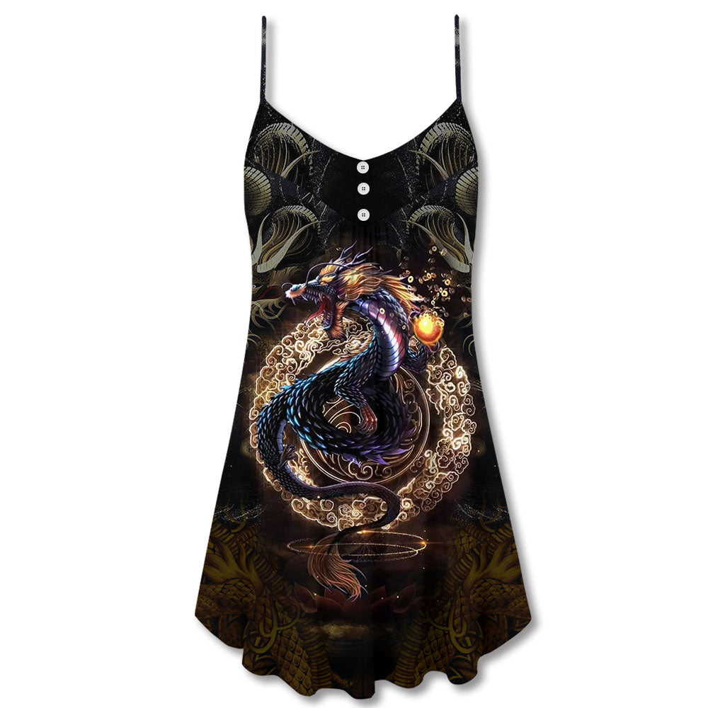 Golden Dragon Royal Style – Women's Summer Sleeveless V-Neck Camisole Dress