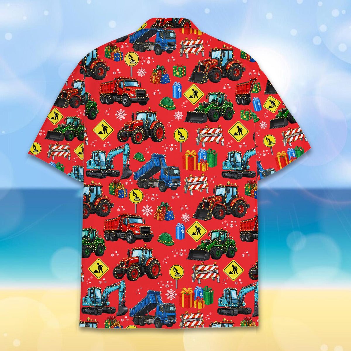 Christmas Tractor Excavator Dump Truck Construction – Hawaiian Shirt