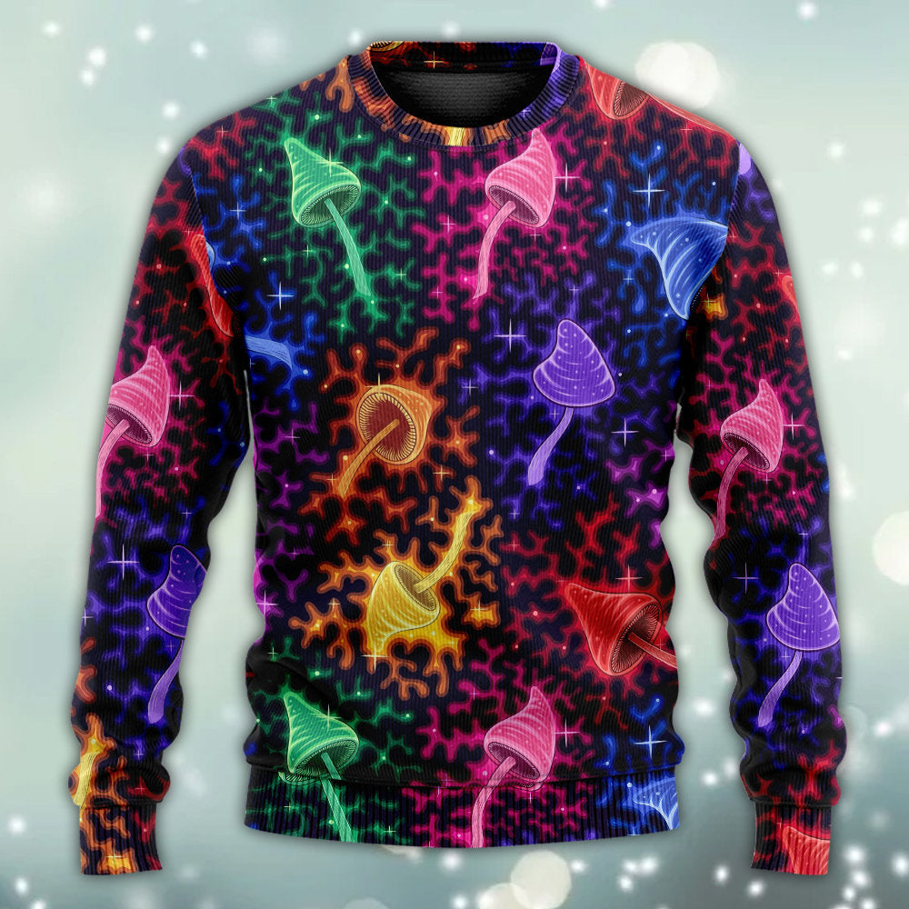 Galaxy Rainbow Mushroom Colorful Art – Sweater - Ugly Christmas Sweater