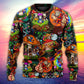 Hippie Mushroom Trippy Colorful Art – Sweater - Ugly Christmas Sweater