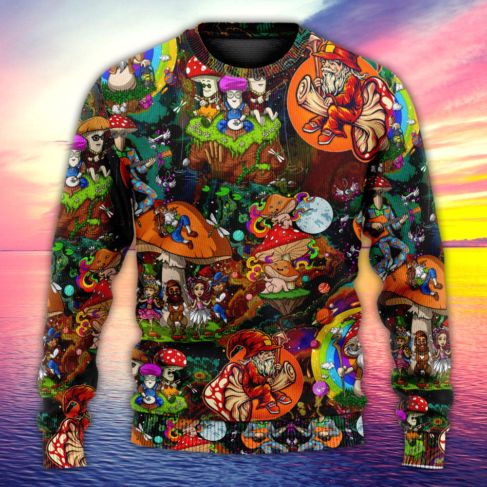 Hippie Mushroom Trippy Colorful Art – Sweater - Ugly Christmas Sweater