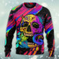 Skull And Moth Neon Night Art Style – Sweater - Ugly Christmas Sweater