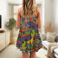Hippie Peace Life Floral – Women's Summer Sleeveless V-Neck Camisole Dress