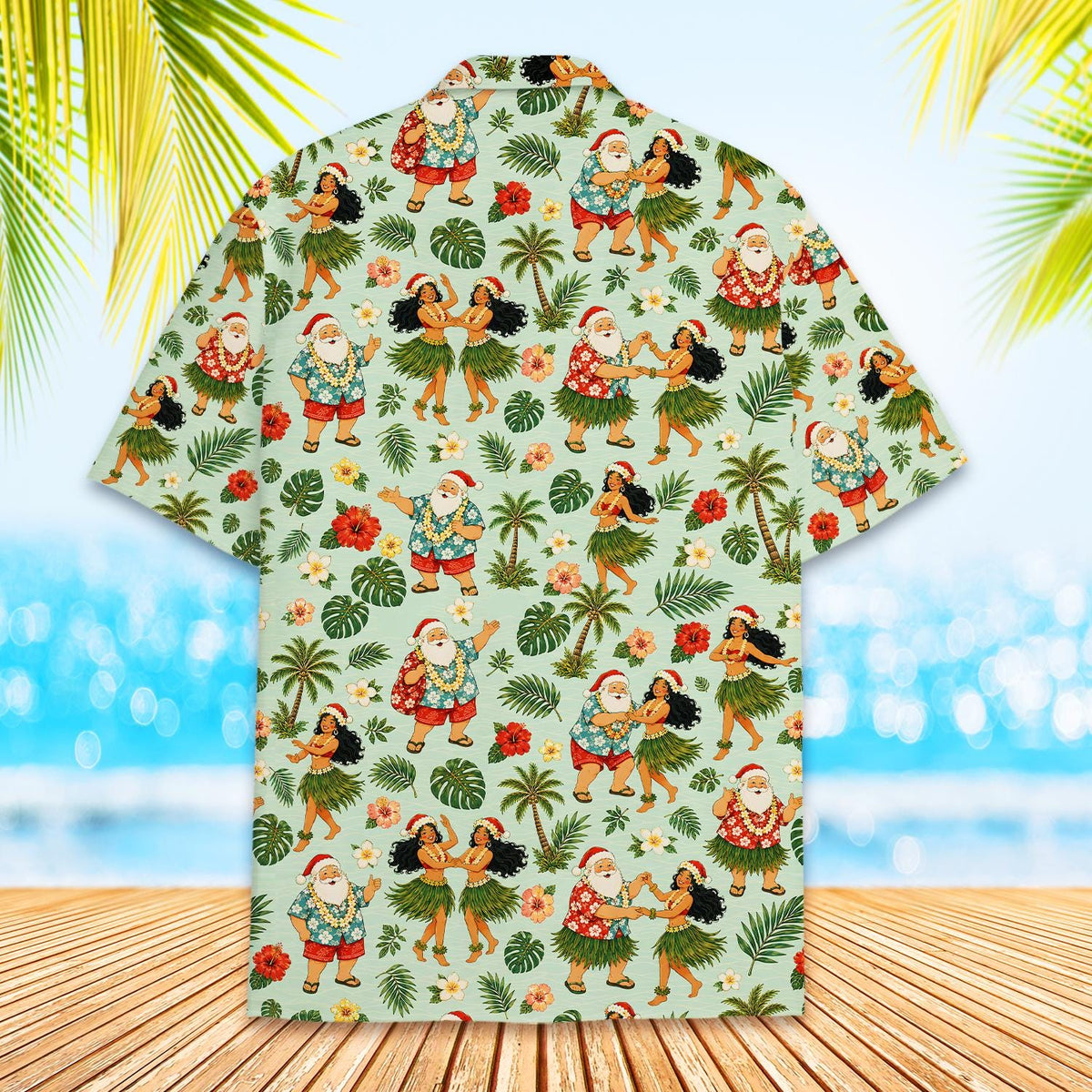 Christmas Hula Santa Tropical Beach Holiday – Hawaiian Shirt