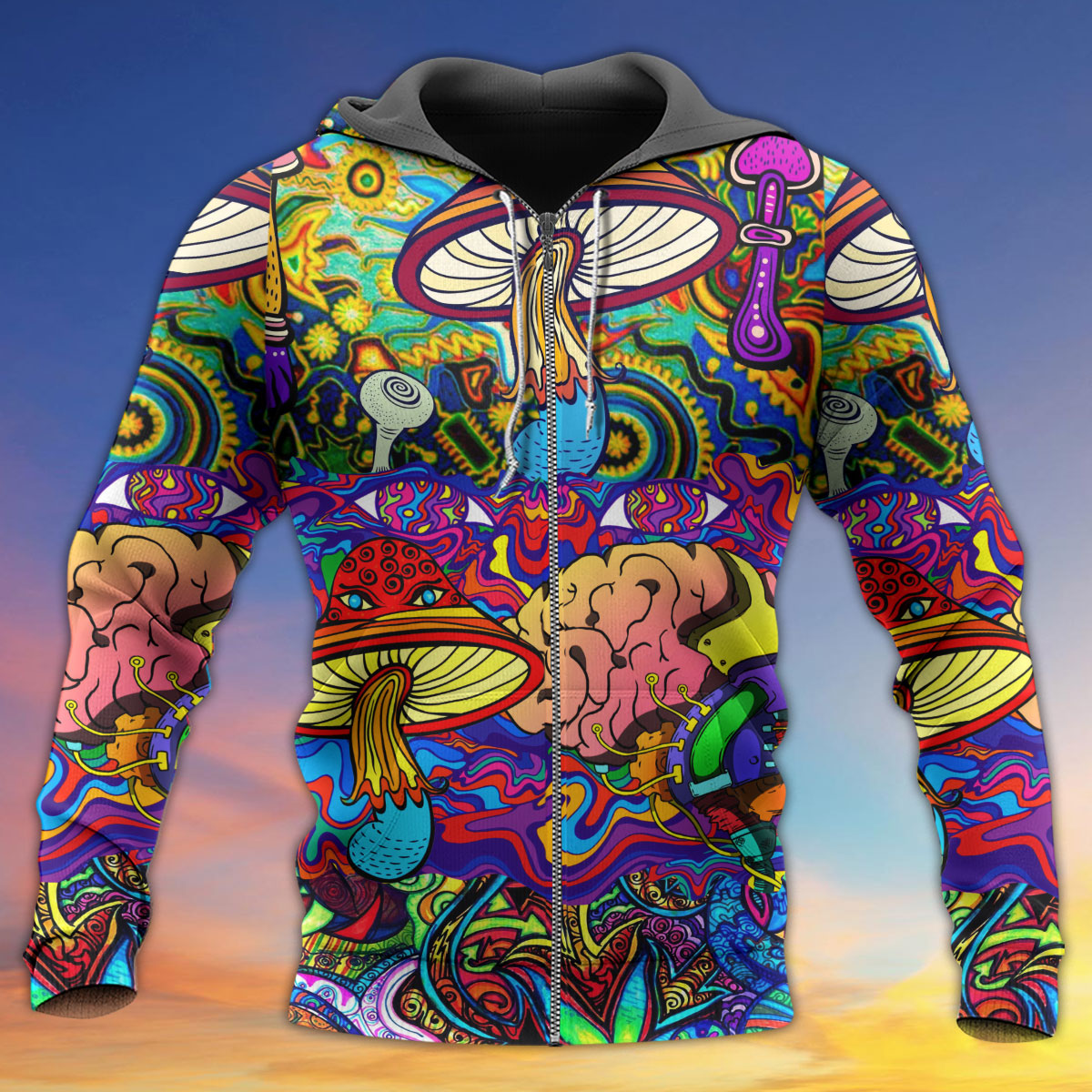Hippie Mushroom Colorful Love Art – 3D Hoodie
