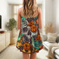 Floral Skull And Hummingbird – Women's Summer Sleeveless V-Neck Camisole Dress