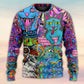 Hippie Cat Wonderful World Art – Sweater - Ugly Christmas Sweater