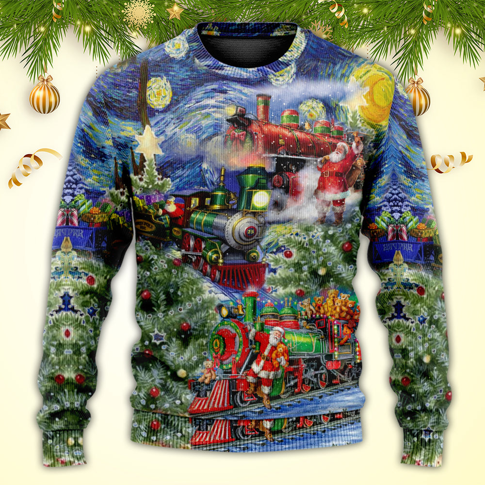 Christmas Gift Train Arrives At The Wharf – Sweater - Ugly Christmas Sweater