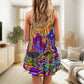 Hippie Colorful Love Life – Women's Summer Sleeveless V-Neck Camisole Dress