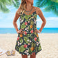 Pineapple Tropical Beauty Vibes – Women's Summer Sleeveless V-Neck Camisole Dress