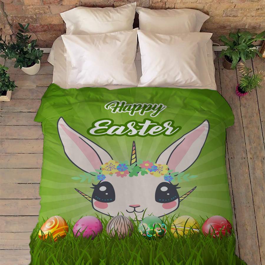 Easter Unicorn Easter Flannel Blanket For Relaxing At Home And Travel