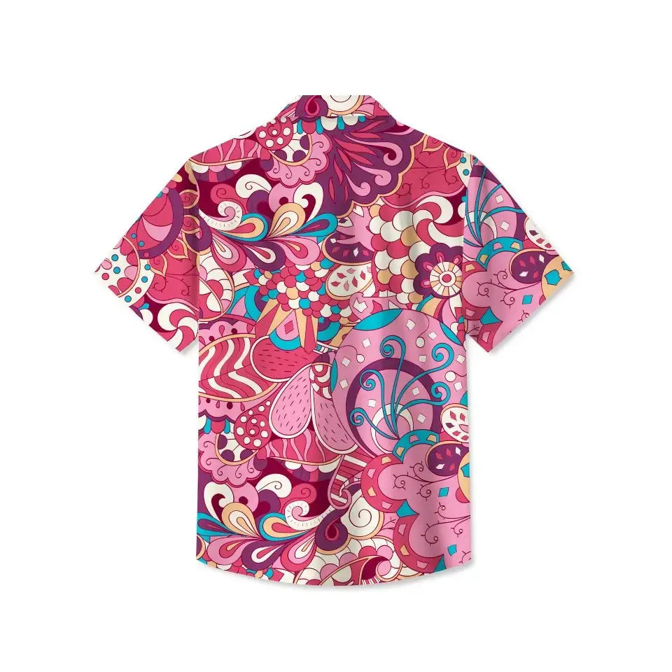 60s Retro Musical Hippie Floral Hawaiian Shirt