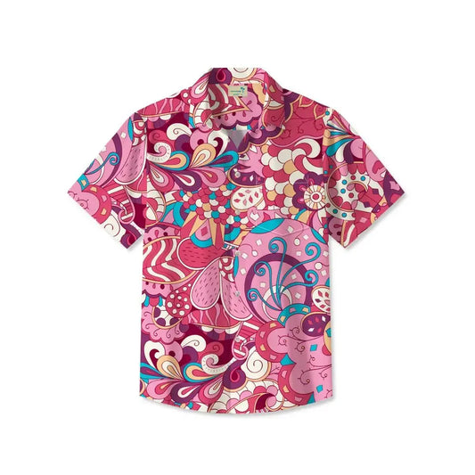 Hawaiian Shirt / Adults / S 60s Retro Musical Hippie Floral Hawaiian Shirt