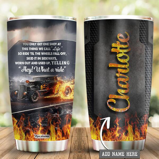 Hot Rod Hey What A Ride Personalized 20 Oz Tumbler