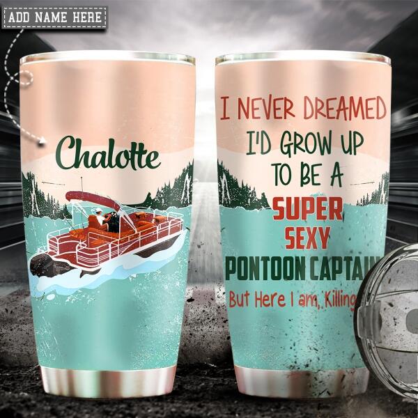 Pontoon Captain Summer Vibes Personalized 20 Oz Tumbler For Coffee Travel And Daily Use