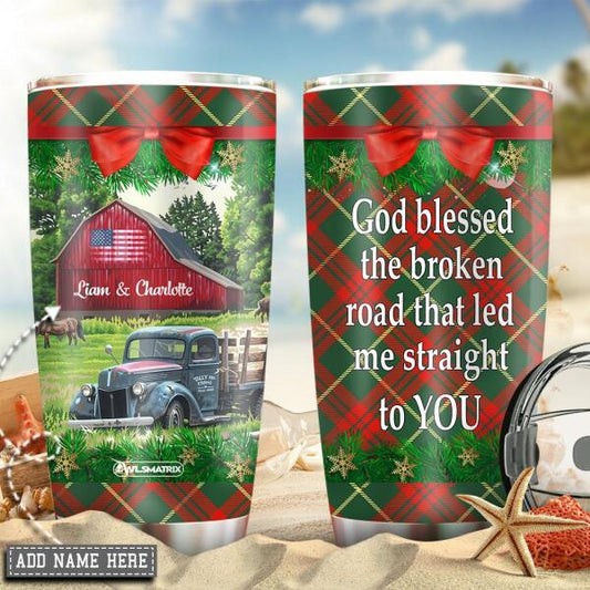 Christmas Truck God Blessed Personalized 20 Oz Tumbler