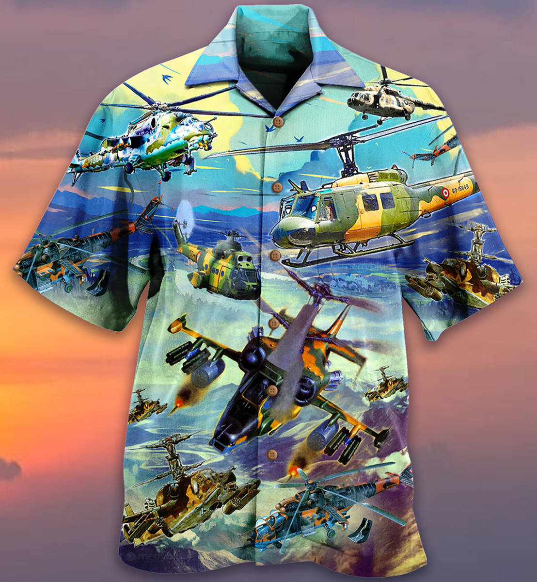 Combat Aircraft Skyline Blue Vintage Style - Hawaiian Shirt

